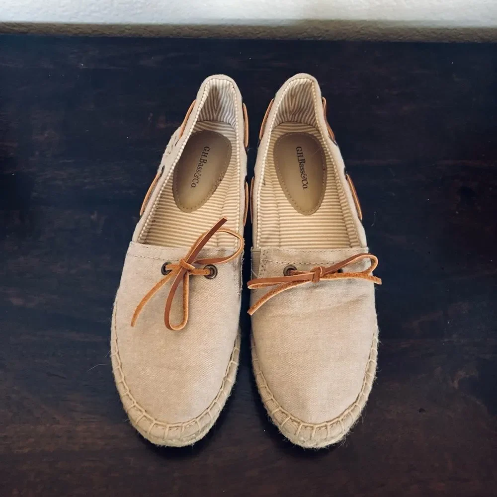 GH Bass & Co Canvas Braided Wedge Espadrilles Shoes 6.5